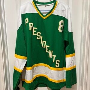 Green and White Presidents Hockey Jersey
